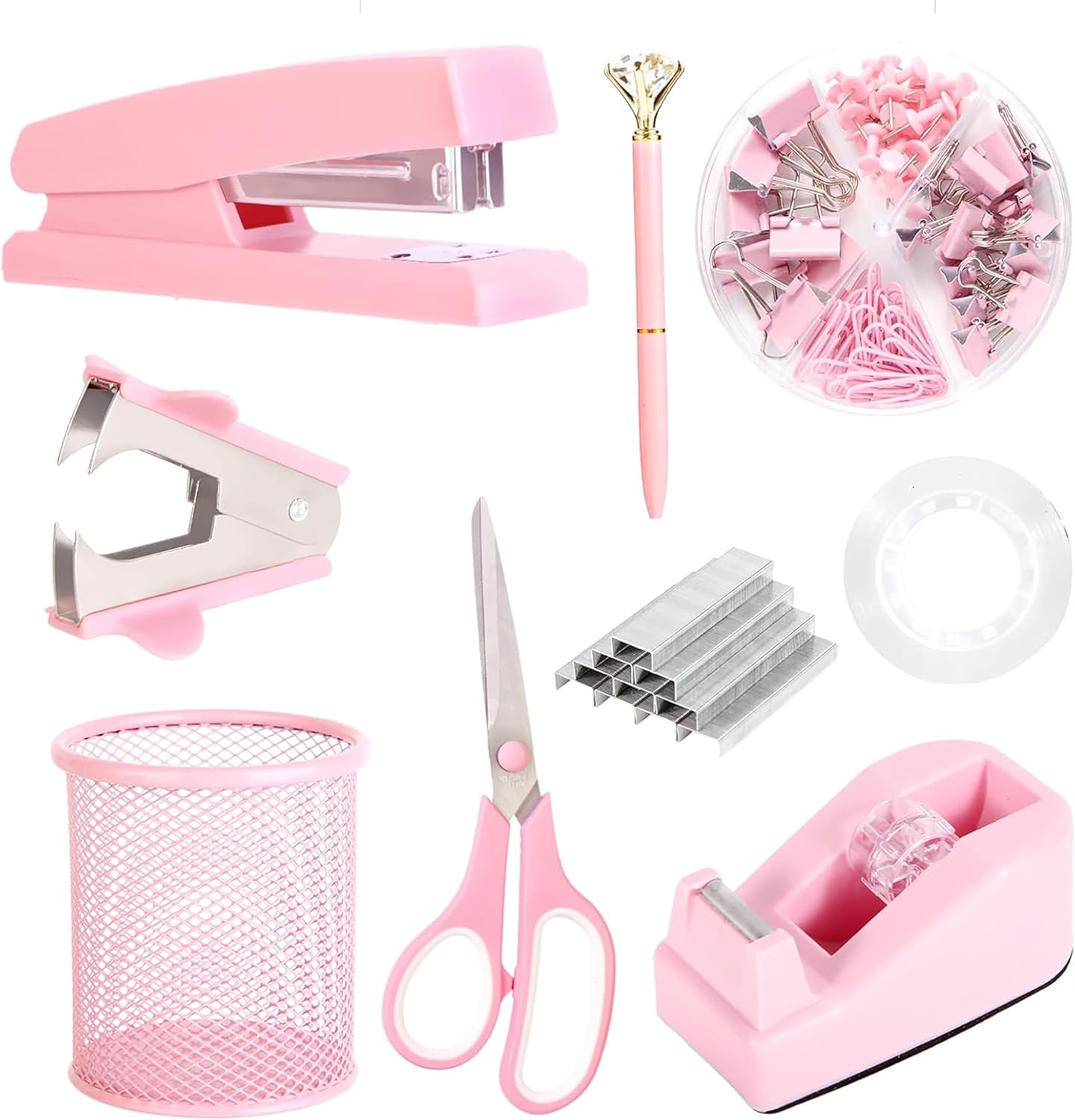 Pink Desk Accessories, Pink Office Supplies Set