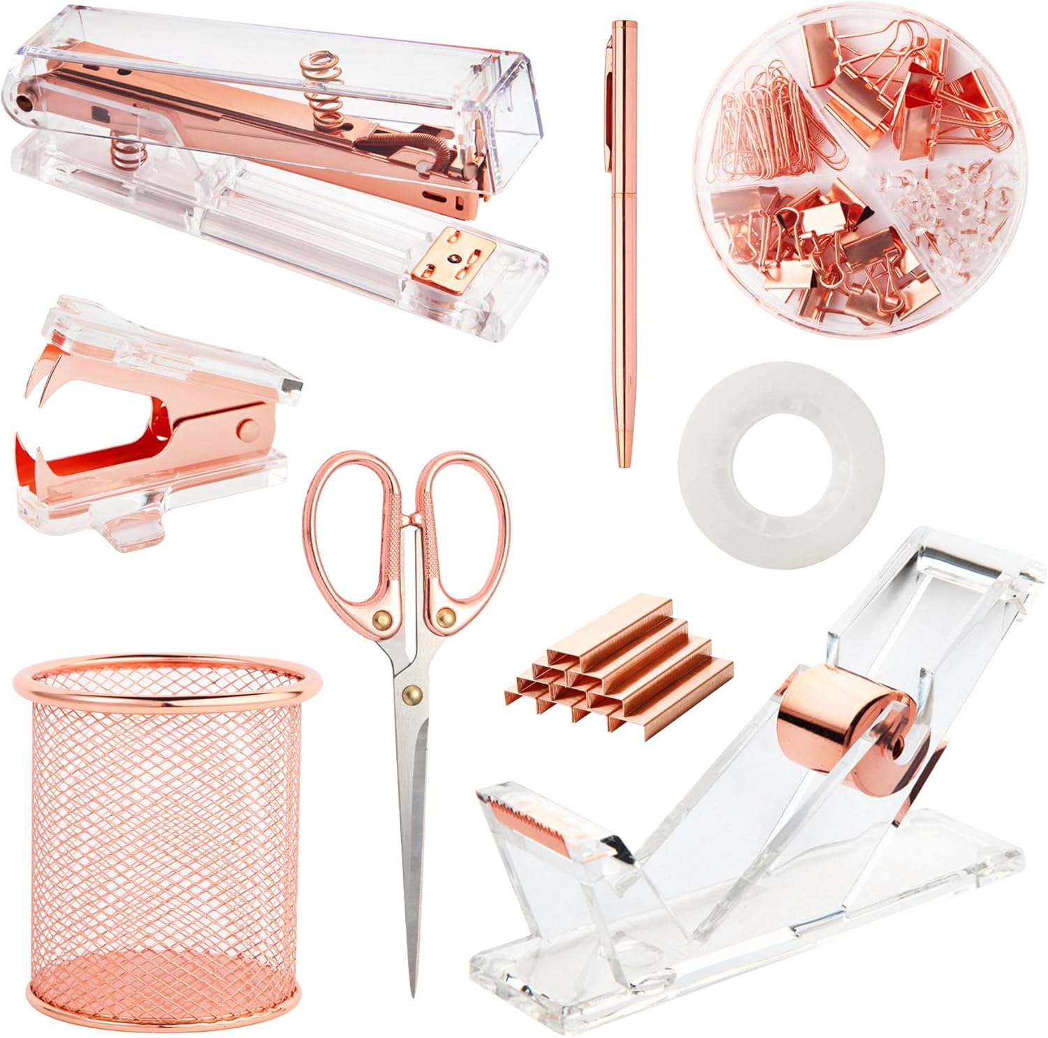 Rose Gold Desk Accessories, Office Supplies Set