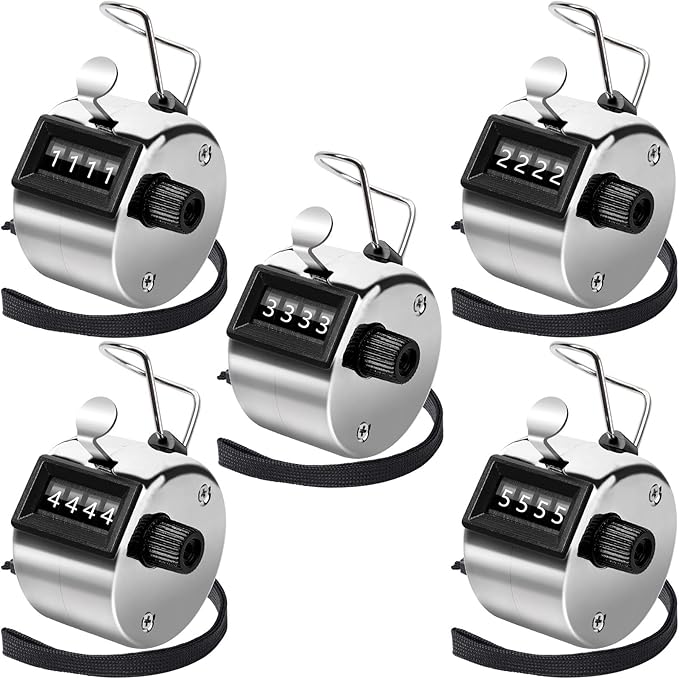 Hand Tally Counters Clicker with Black Nylon Lanyard, 4 Digit Display Pitch Counter