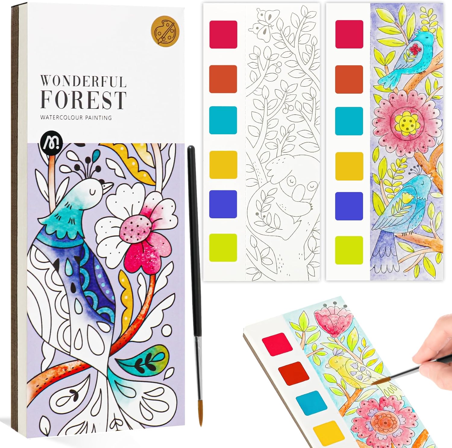  Watercolor Painting Books, Pocket Watercolor Painting Coloring Kit
