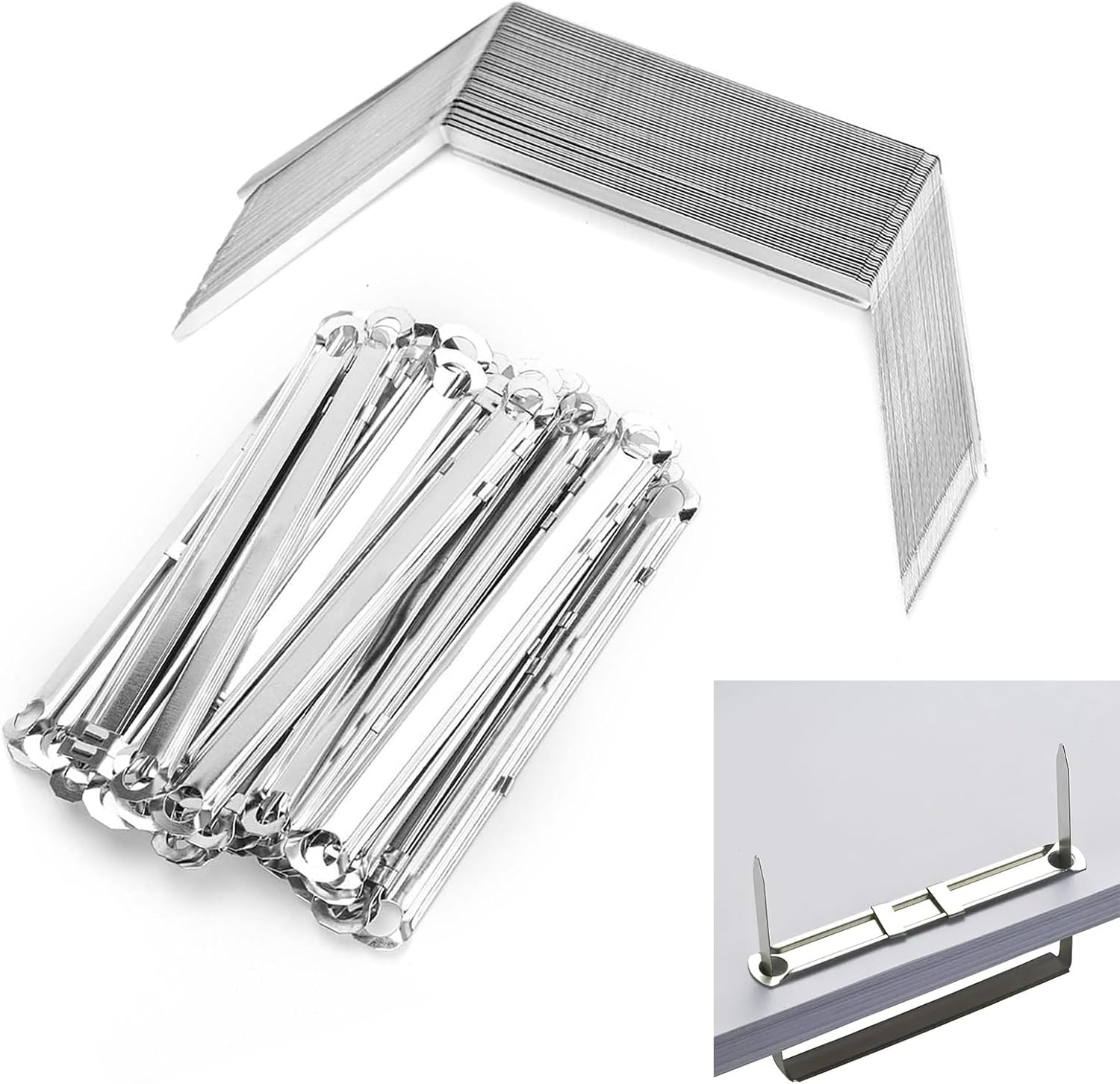 Binders File Clips, 80mm Prong Paper Fasteners Metal File Fastener Binder