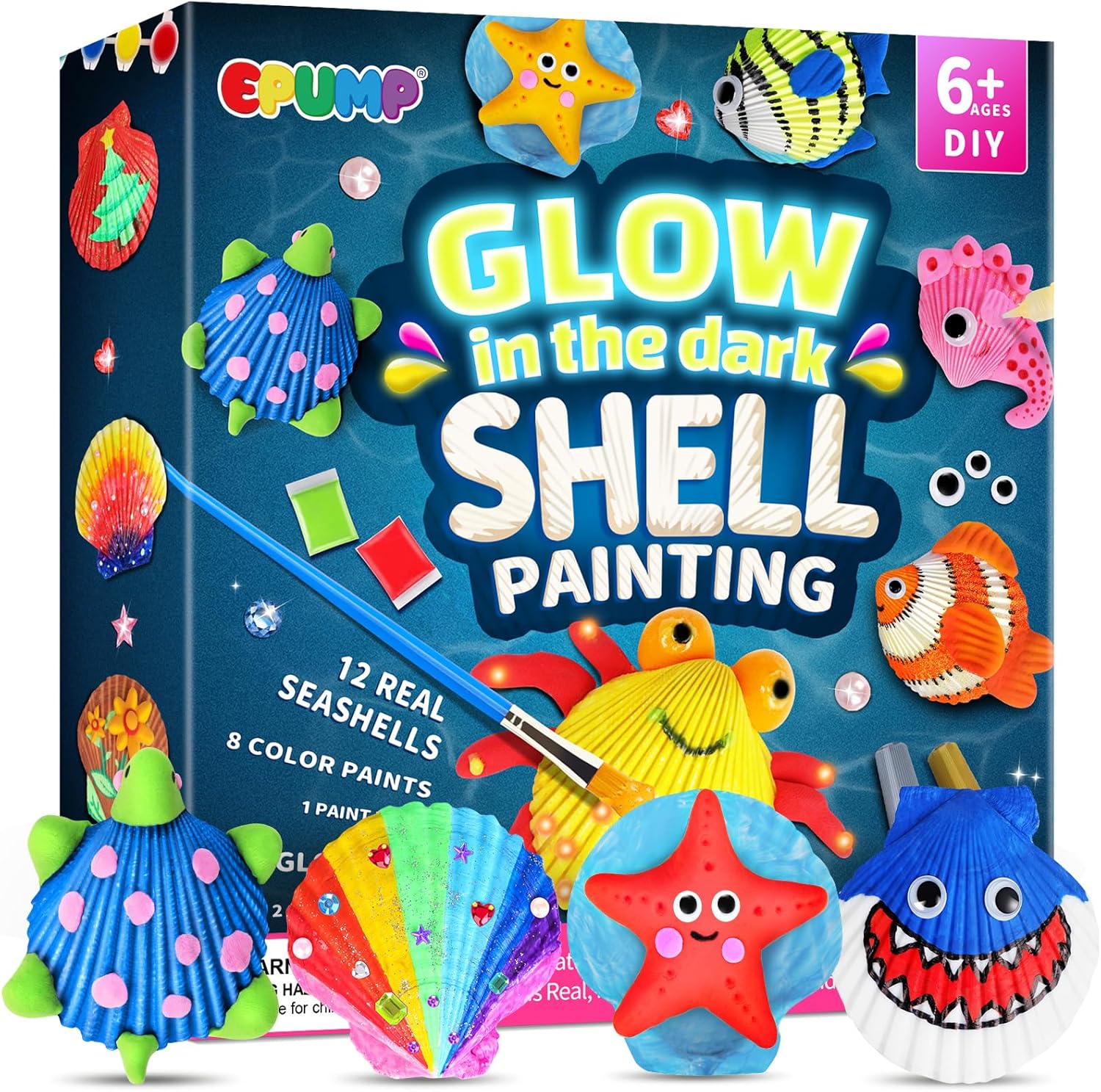 Shell Painting Kit - Glow in The Dark Arts and Crafts for Kids