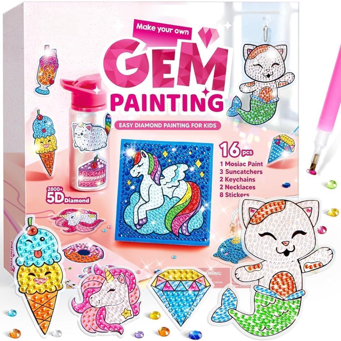 Kids Diamond Painting Kit with 5D Gem, Arts and Crafts