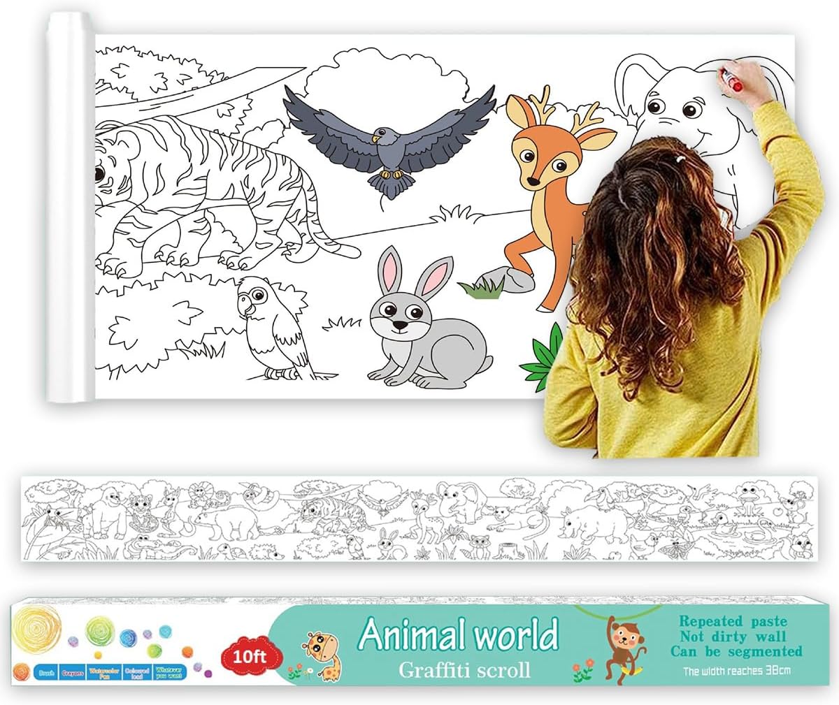 childrens graffiti scroll Coloring Paper Roll for Kids Toddler Drawing Paper Roll