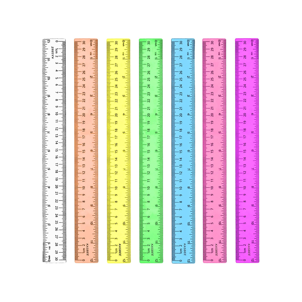Colored Clear Rulers Plastic Measuring Ruler for Kids School