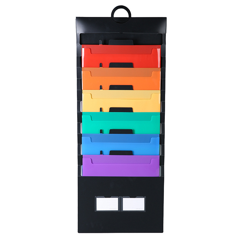 Hanging expanding file,PP expanding file with six pockets,