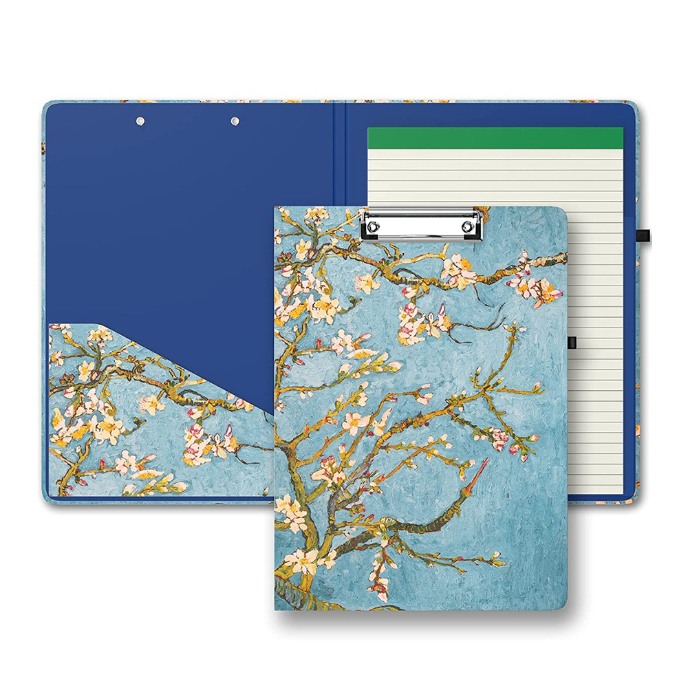 Clipboard Folio with Refillable Lined Notepad paper holder clip board