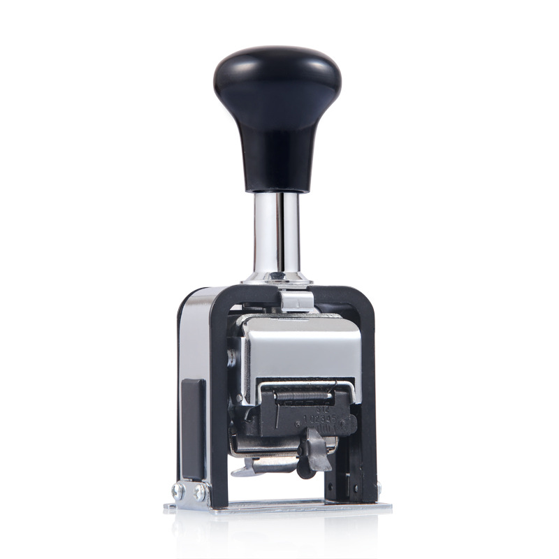 Automatic Numbering Machine, 6 Wheels, Self-Inking, Black