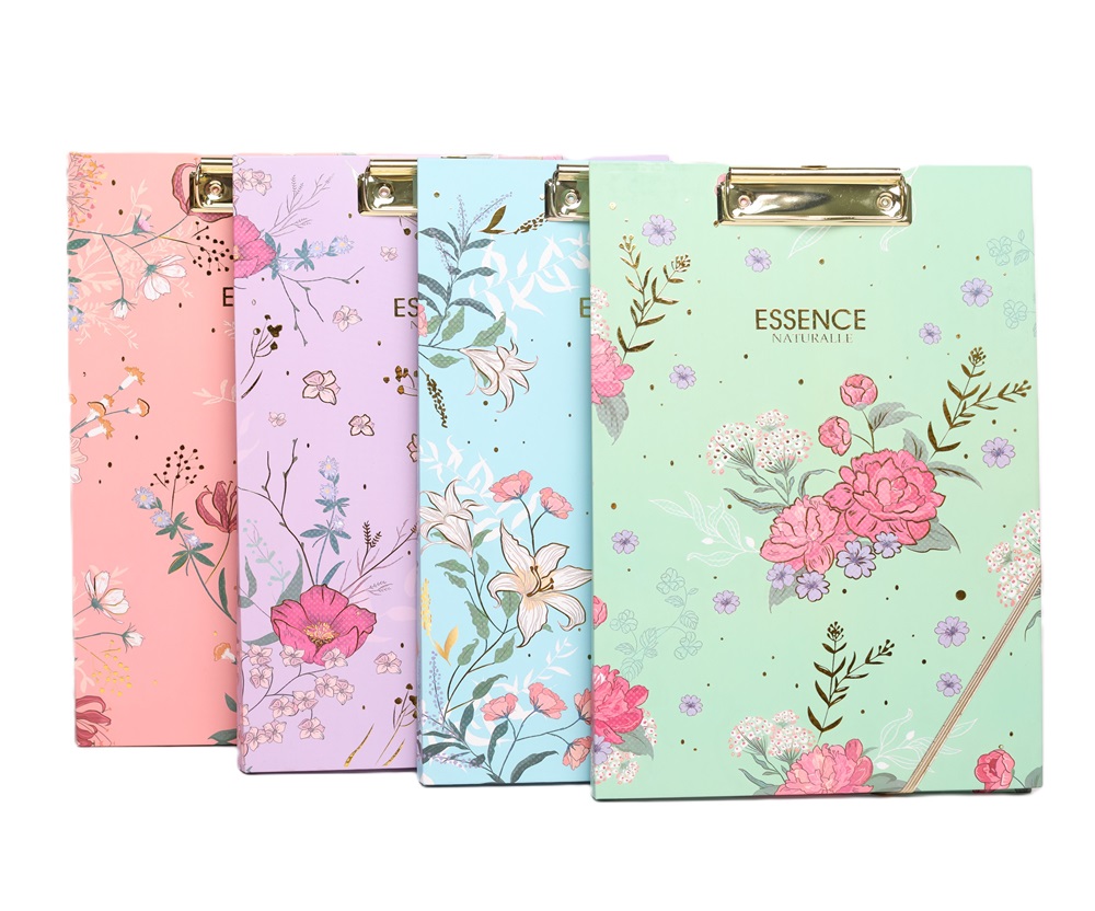 notebook set 3D golden heat foil embossing clip board and spiral notebook 