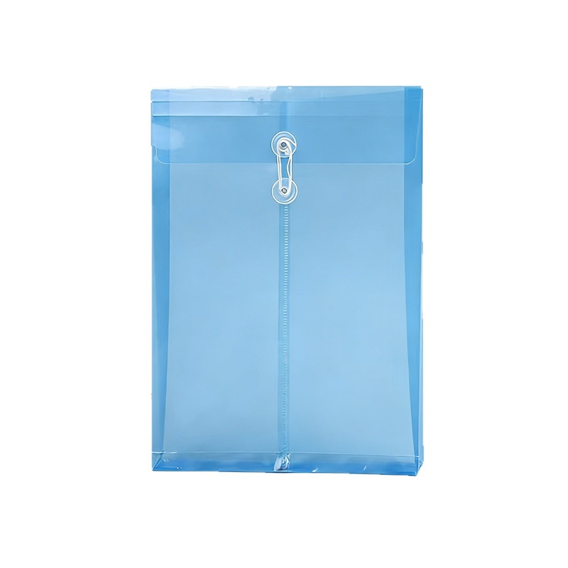 Customized A4 transparent rope-wrapped file folder, thickened, large capacity, for contracts, exam papers, documents.