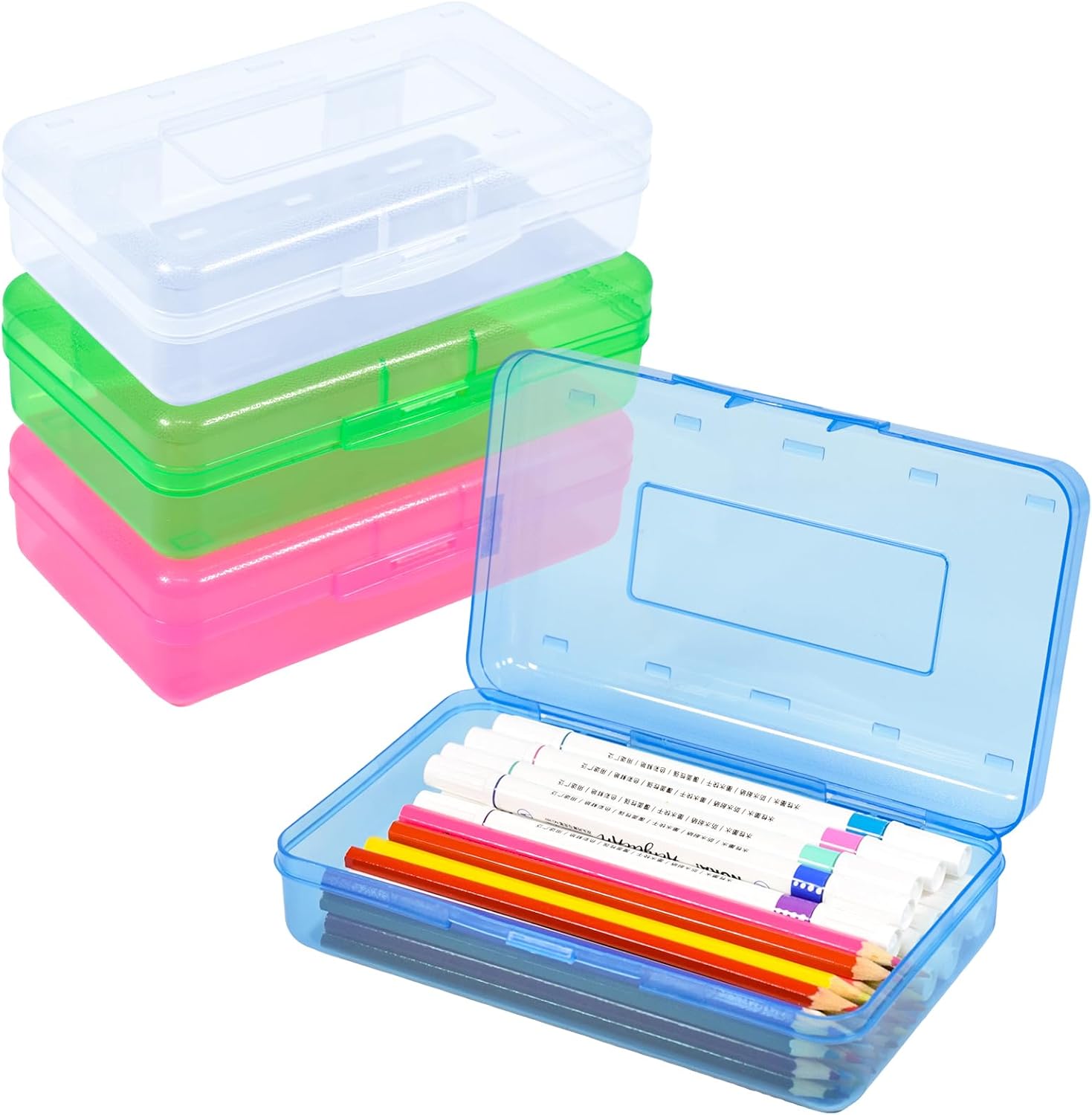 Multifunctional Clear Plastic Pencil Storage Box - Durable and Portable Organizer Stackable Plastic Storage Case