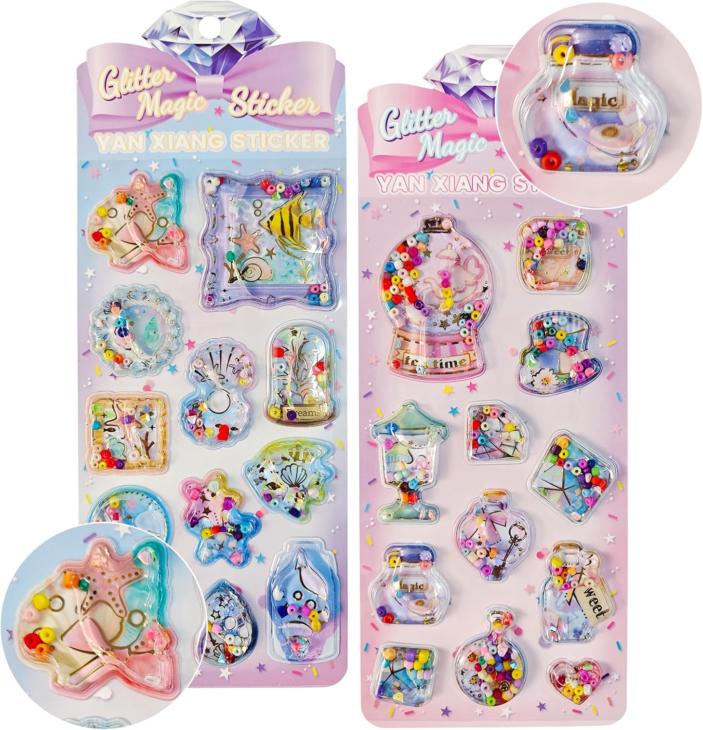 Water Filling Water Seals  3D Sparkling Stickers