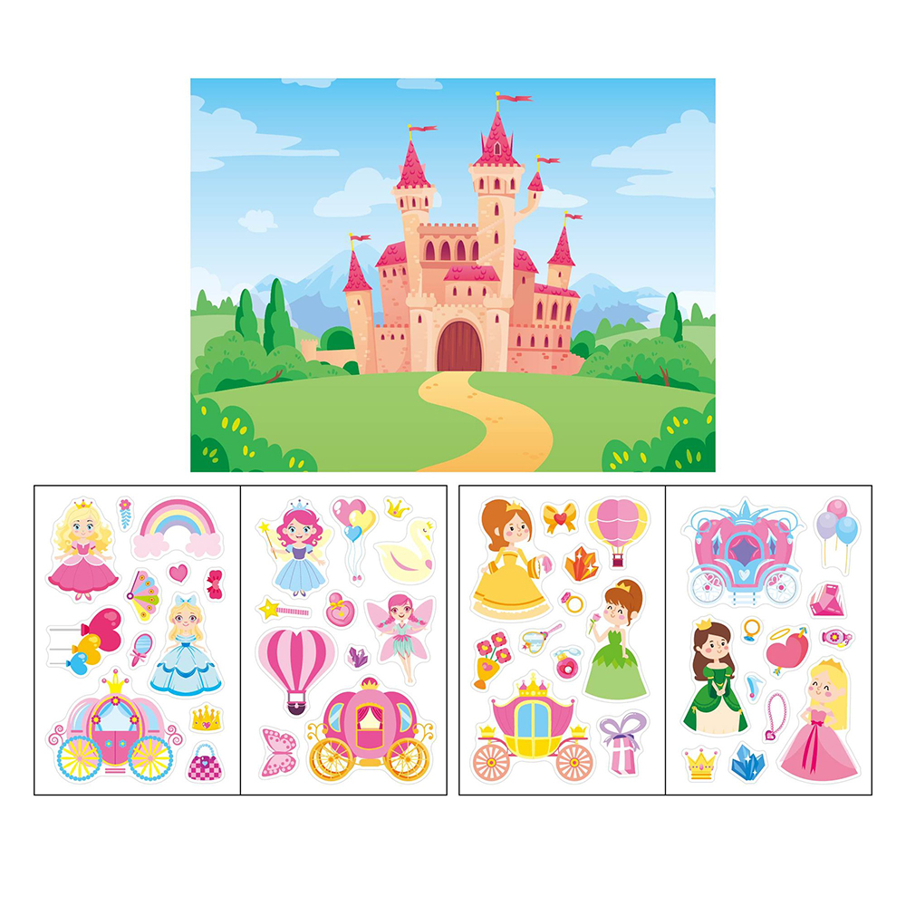 Sticker Activity Book Cross-border best-selling children's princess castle themed sticker book